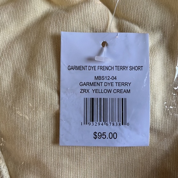 Onia Garment Dyed Terry Shorts in Yellow Cream Size XL - Picture 9 of 10